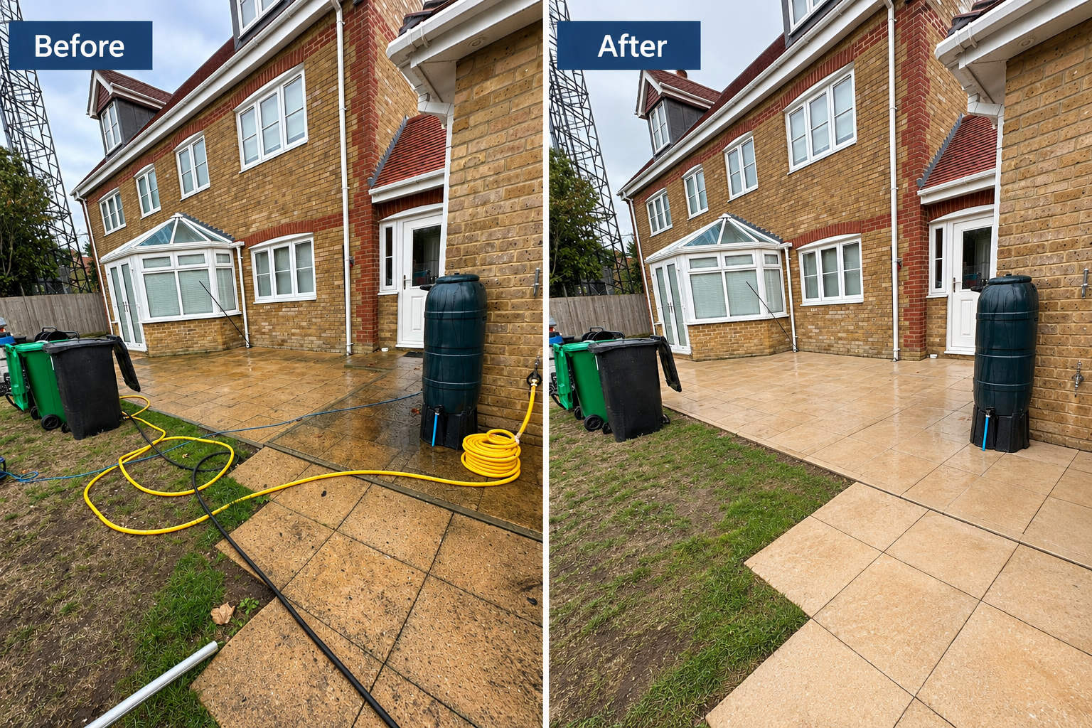 Before and after patio cleaning result